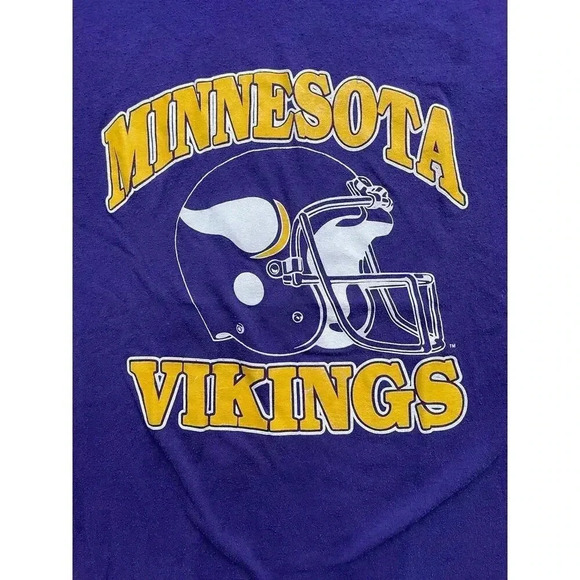 Vintage 80s Minnesota Vikings Single Stitch T-Shirt Trench Made in USA Men's S - Picture 4 of 13